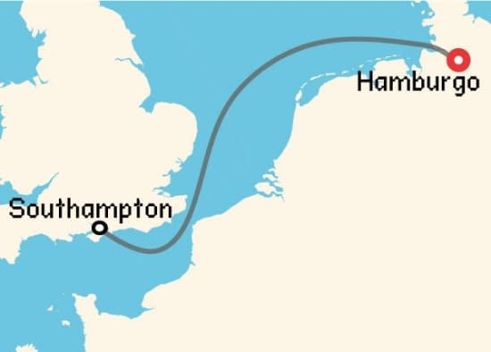 Itinerario del Crucero Báltico y Norte de Europa desde Hamburgo Cunard