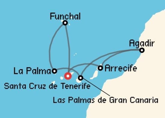 Itinerario del Crucero Islas Canarias desde Santa Cruz de Tenerife Costa Cruceros