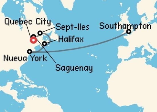 Itinerario del Crucero Transatlánticos desde Quebec City Cunard