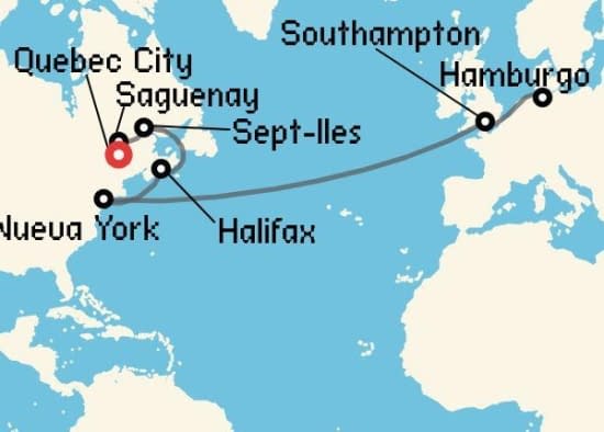 Itinerario del Crucero Transatlánticos desde Quebec City Cunard