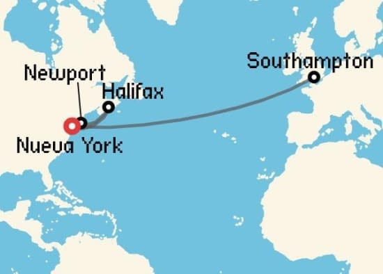 Itinerario del Crucero Transatlánticos desde Nueva York Cunard