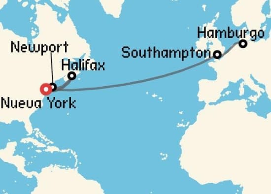 Itinerario del Crucero Transatlánticos desde Nueva York Cunard