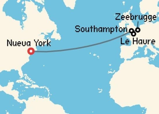 Itinerario del Crucero Transatlánticos desde Nueva York Cunard