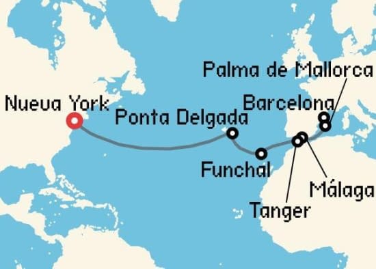 Itinerario del Crucero Transatlánticos desde Nueva York Virgin Voyages