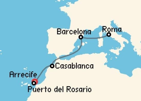 Itinerario del Crucero Islas Canarias desde Arrecife MSC Cruceros