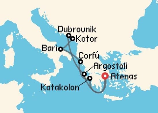 Itinerario del Crucero Islas Griegas desde Atenas - El Pireo Celestyal Cruises