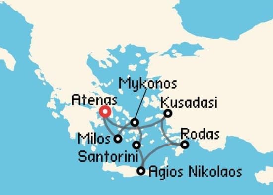 Itinerario del Crucero Islas Griegas desde Atenas - El Pireo Celestyal Cruises