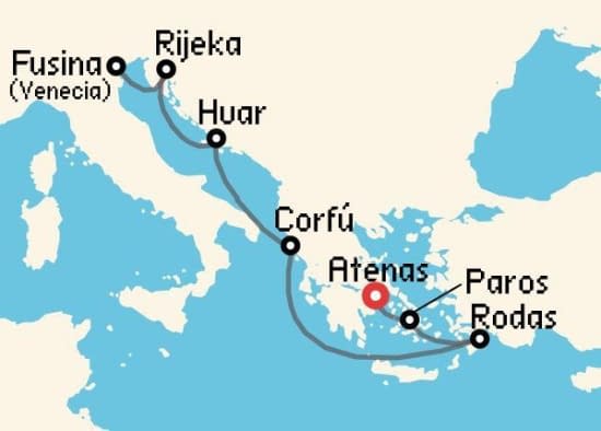 Itinerario del Crucero Islas Griegas desde Atenas - El Pireo Explora Journeys