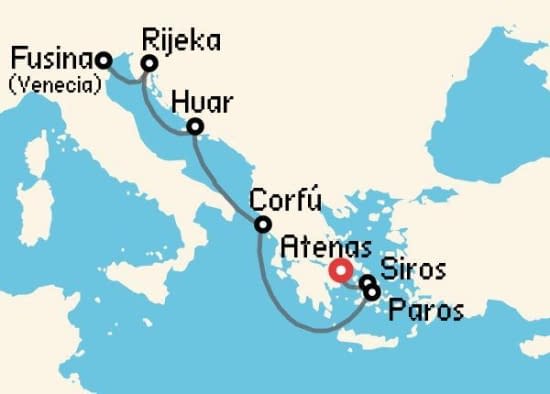 Itinerario del Crucero Islas Griegas desde Atenas - El Pireo Explora Journeys