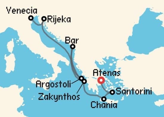 Itinerario del Crucero Islas Griegas desde Atenas - El Pireo Oceania Cruises
