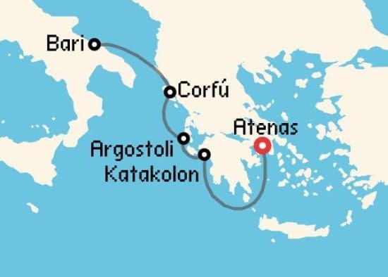 Itinerario del Crucero Islas Griegas desde Atenas - El Pireo MSC Cruceros