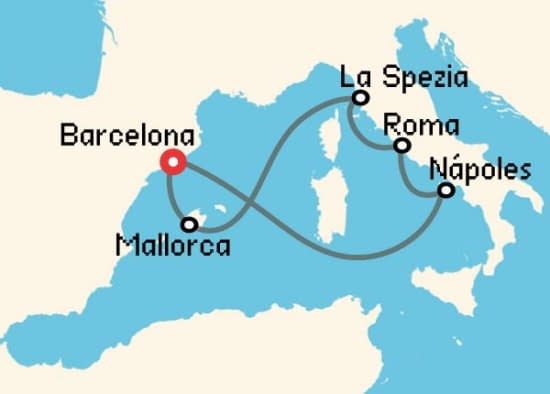 Itinerario del Crucero Mediterráneo desde Barcelona Royal Caribbean