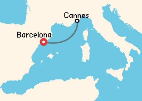 Itinerario del Crucero Mediterráneo desde Barcelona MSC Cruceros