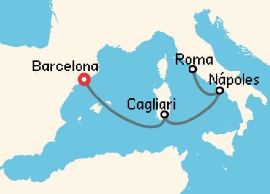 Itinerario del Crucero Mediterráneo Occidental desde Barcelona Costa Cruceros