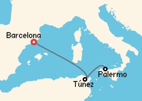 Itinerario del Crucero Mediterráneo desde Barcelona Costa Cruceros