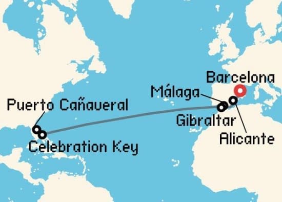 Itinerario del Crucero Transatlánticos desde Puerto Cañaveral Carnival Cruise Lines