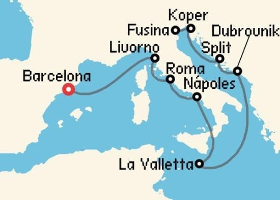 Itinerario del Crucero Mediterráneo desde Barcelona Regent Seven Seas Cruises