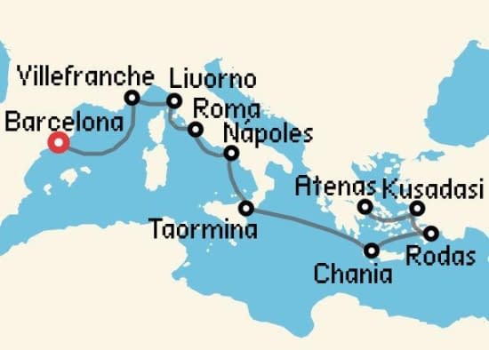 Itinerario del Crucero Islas Griegas desde Barcelona Holland America