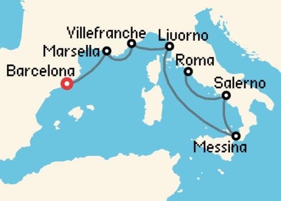 Itinerario del Crucero Mediterráneo desde Barcelona Norwegian Cruise Line