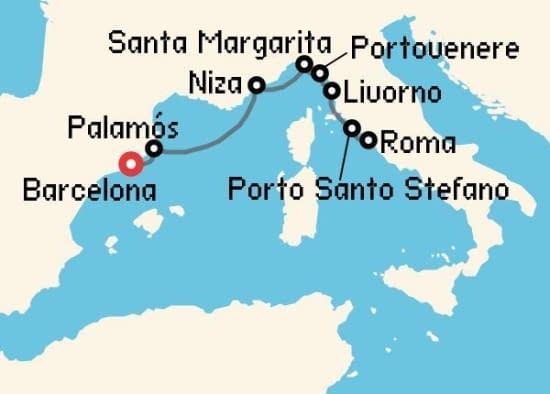 Itinerario del Crucero Mediterráneo desde Barcelona Azamara Club Cruises