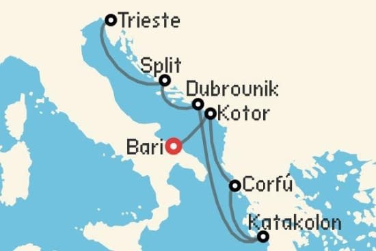 Itinerario del Crucero Islas Griegas desde Bari Costa Cruceros