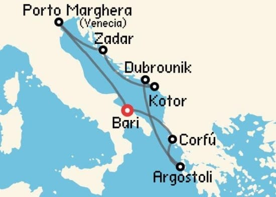 Itinerario del Crucero Islas Griegas desde Bari Costa Cruceros