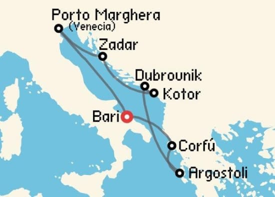 Itinerario del Crucero Islas Griegas desde Bari Costa Cruceros