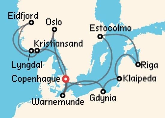 Itinerario del Crucero Báltico y Norte de Europa desde Copenhague MSC Cruceros