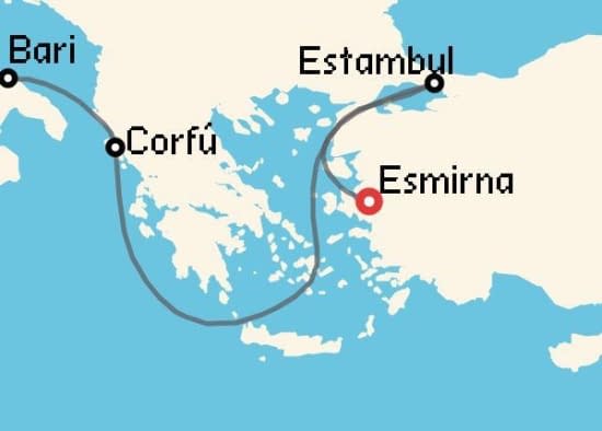 Itinerario del Crucero Islas Griegas desde Esmirna MSC Cruceros