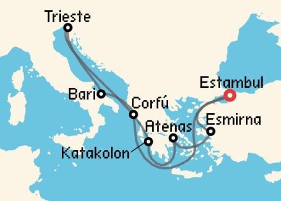 Itinerario del Crucero Islas Griegas desde Estambul MSC Cruceros