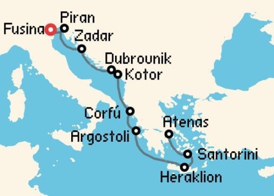 Itinerario del Crucero Islas Griegas desde Fusina - Venecia Azamara Club Cruises