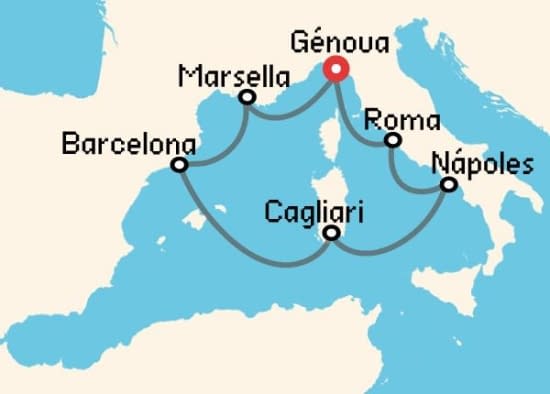 Itinerario del Crucero Mediterráneo desde Génova Costa Cruceros