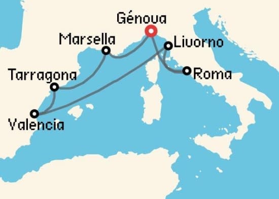 Itinerario del Crucero Mediterráneo desde Génova MSC Cruceros