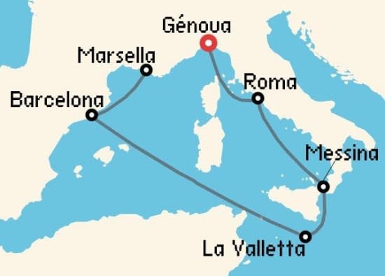 Itinerario del Crucero Mediterráneo desde Génova MSC Cruceros