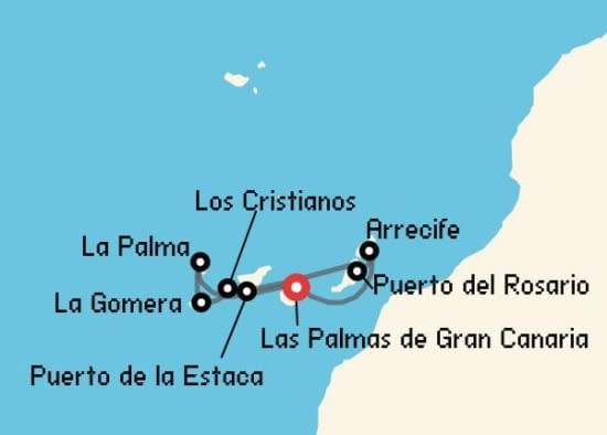 Itinerario del Crucero Islas Canarias desde Las Palmas de Gran Canaria Ponant