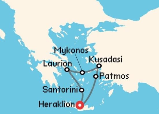 Itinerario del Crucero Islas Griegas desde Heraklion - Creta Celestyal Cruises