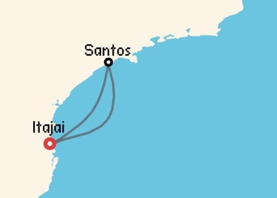 Itinerario del Crucero Sudamérica desde Itajai Costa Cruceros