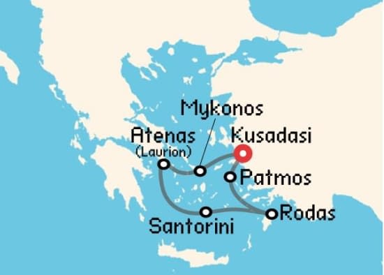Itinerario del Crucero Islas Griegas desde Kusadasi Celestyal Cruises