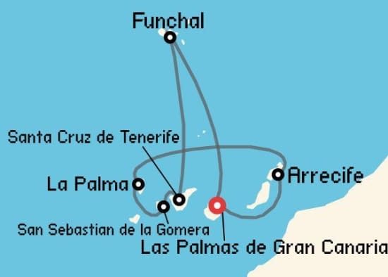 Itinerario del Crucero Islas Canarias desde Las Palmas de Gran Canaria Costa Cruceros