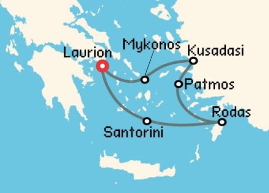 Itinerario del Crucero Islas Griegas desde Lavrion Celestyal Cruises