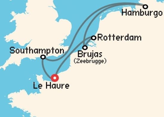 Itinerario del Crucero Báltico y Norte de Europa desde Le Havre - París MSC Cruceros