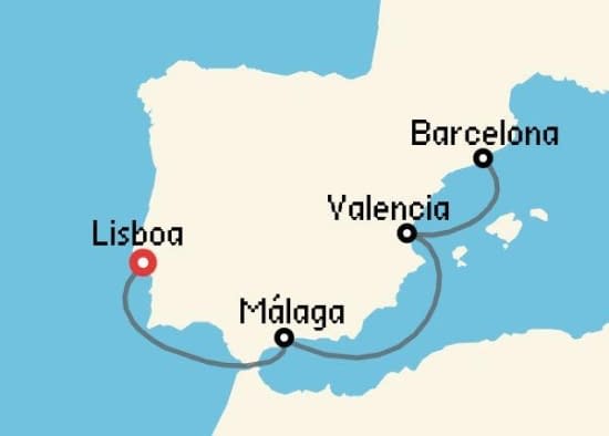 Itinerario del Crucero Mediterráneo desde Lisboa Explora Journeys