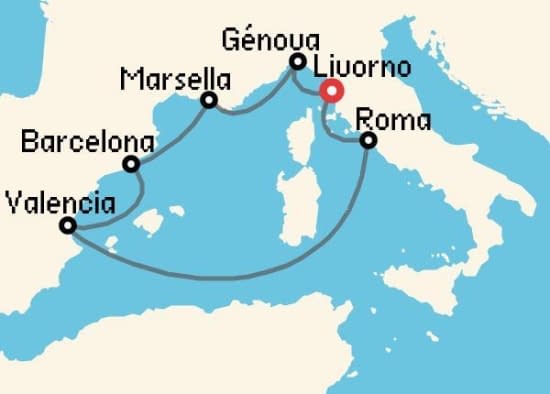 Itinerario del Crucero Mediterráneo desde Livorno - Florencia y Pisa MSC Cruceros