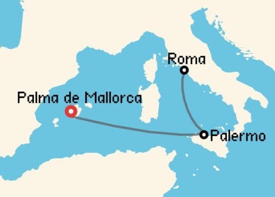 Itinerario del Crucero Mediterráneo desde Palma de Mallorca Costa Cruceros