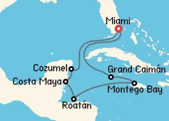 Itinerario del Crucero Caribe desde Miami Cunard