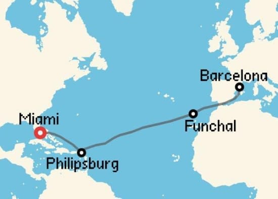 Itinerario del Crucero Transatlánticos desde Miami MSC Cruceros
