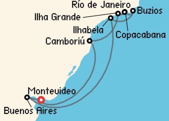 Itinerario del Crucero Sudamérica desde Montevideo MSC Cruceros