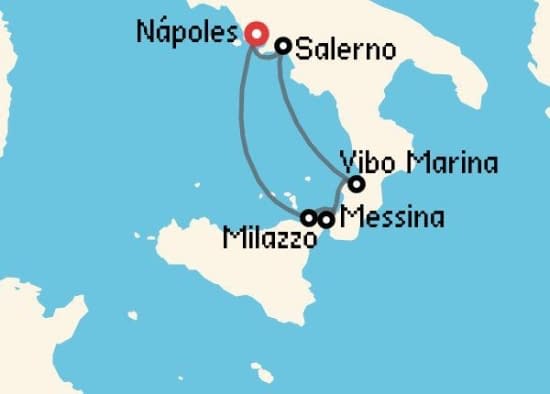 Itinerario del Crucero Mediterráneo desde Nápoles Croisimer