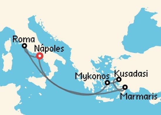 Itinerario del Crucero Islas Griegas desde Nápoles MSC Cruceros
