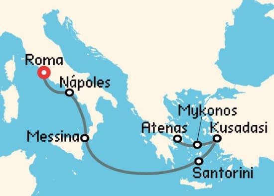 Itinerario del Crucero Islas Griegas desde Roma - Civitavecchia Royal Caribbean
